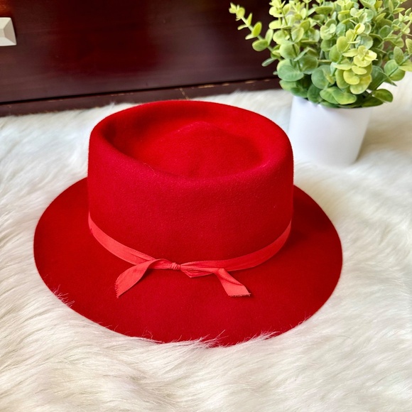 Utica Duxbak Wool Felt Fedora Red Hat Made in USA 7 1/4 Vintage Outdoor - Picture 3 of 9